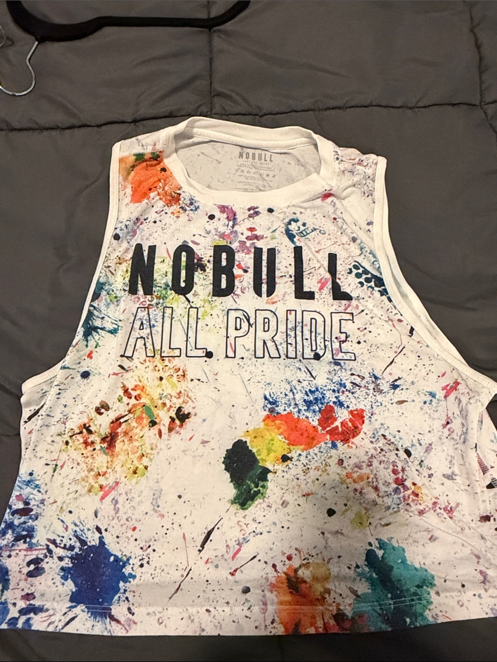 NoBull All Pride women’s crop White Paint-Splash Tank